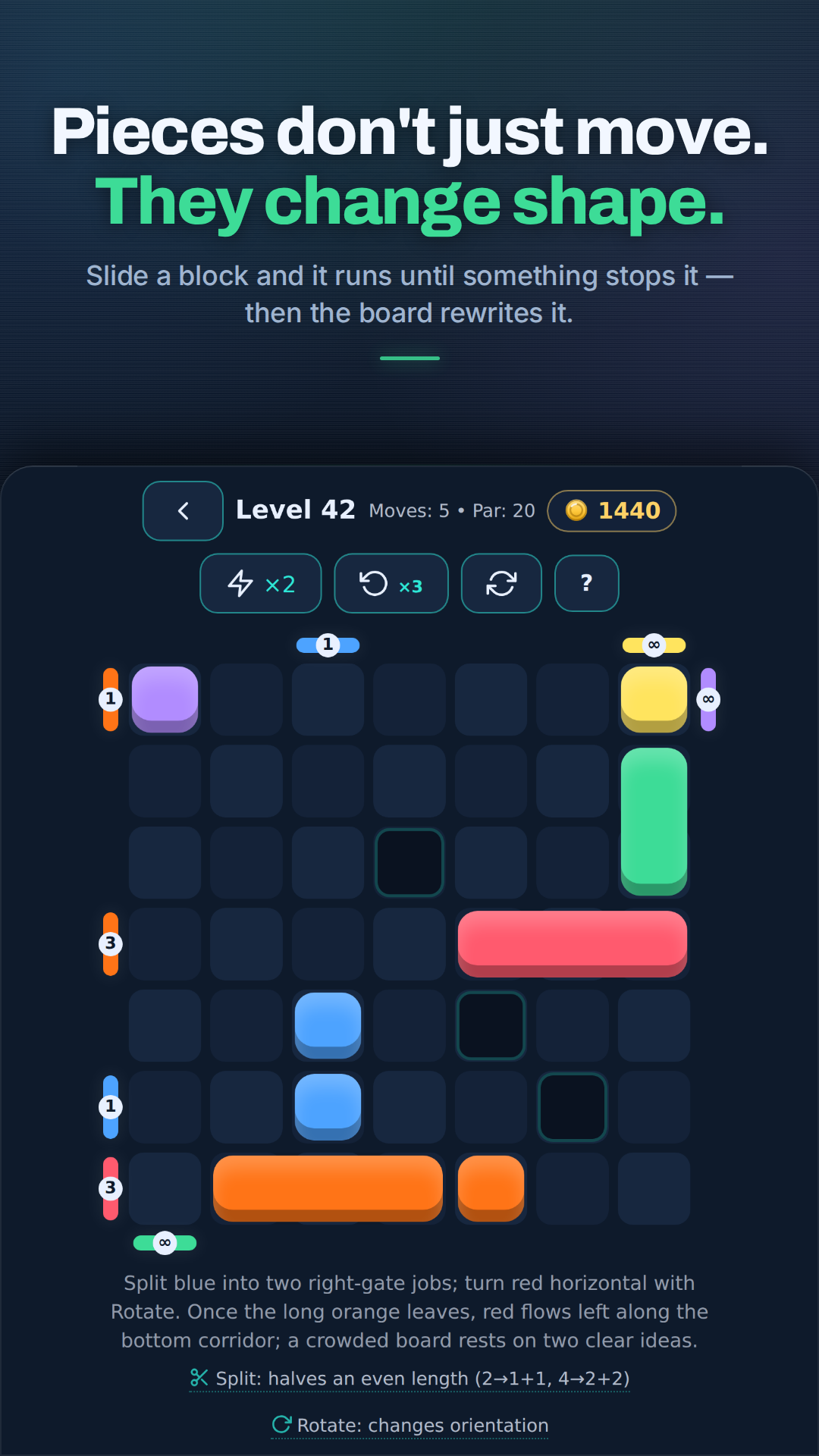 Morph Jam puzzle board with colorful blocks and gates