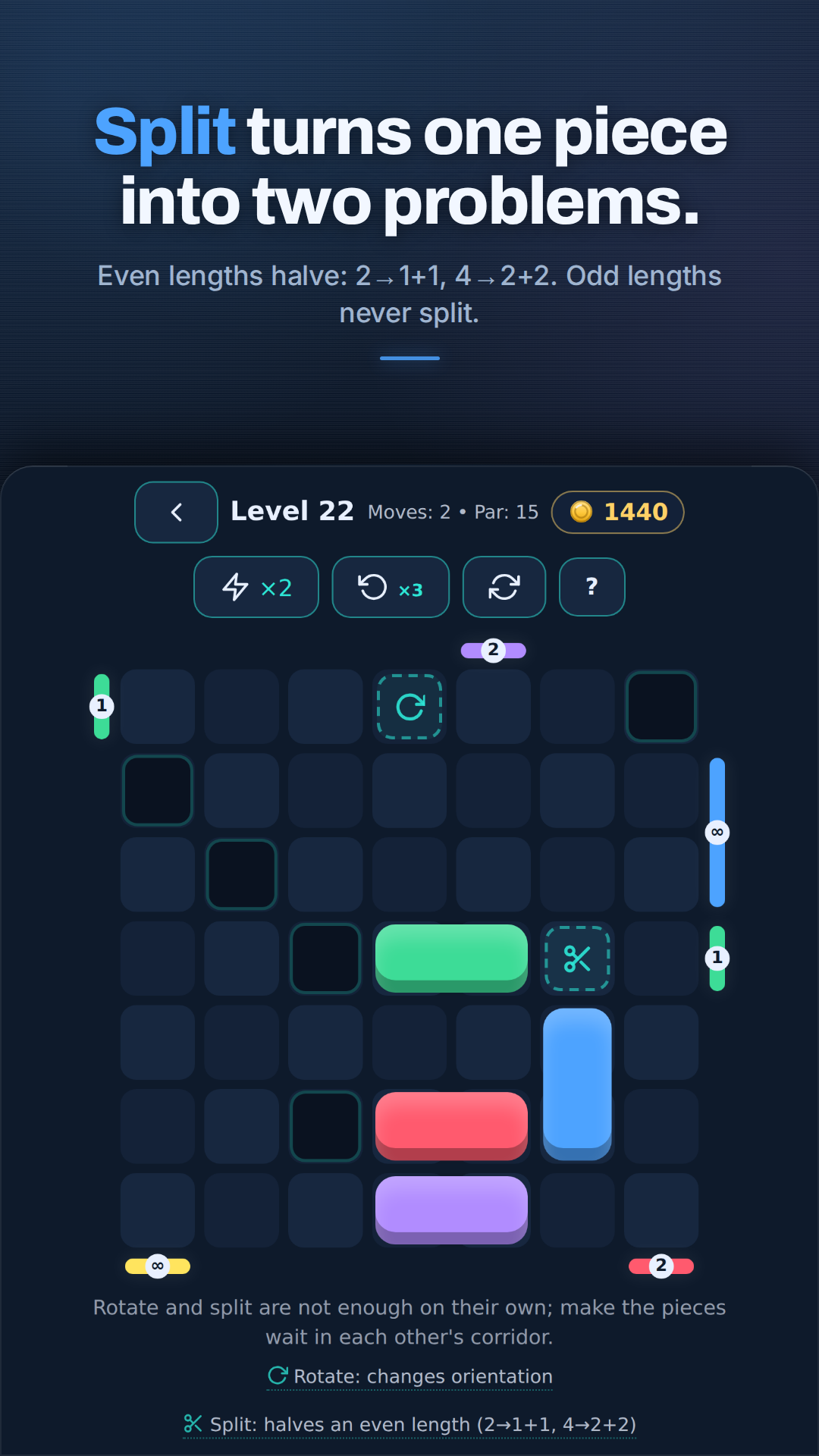 Morph Jam level featuring the Split mechanic