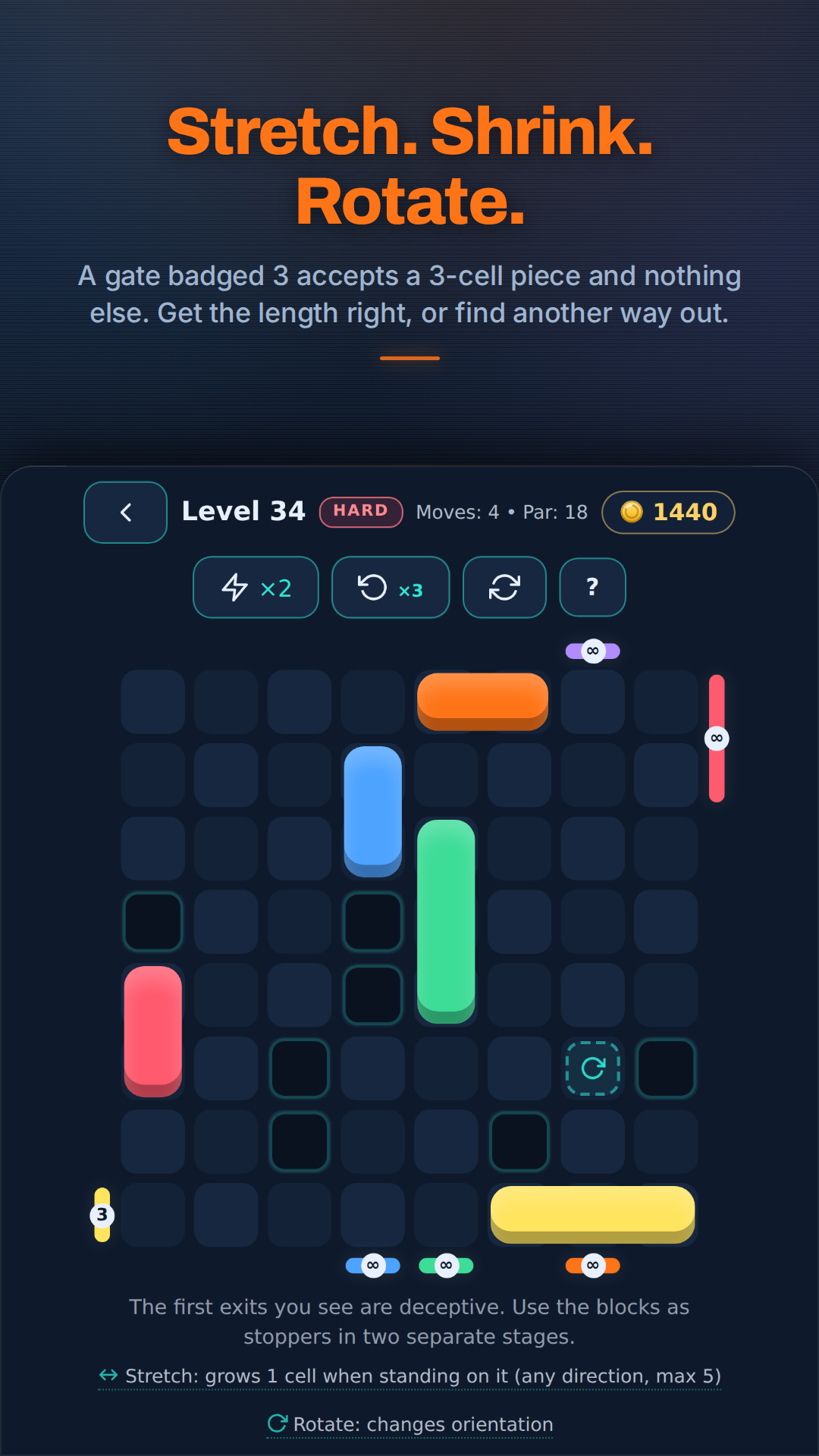 Morph Jam level featuring Stretch and Rotate mechanics